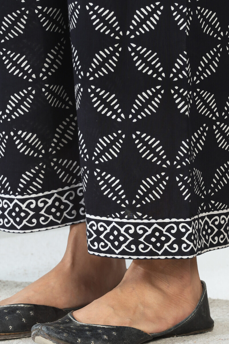 Black Hand Block-Printed Cotton Farsi