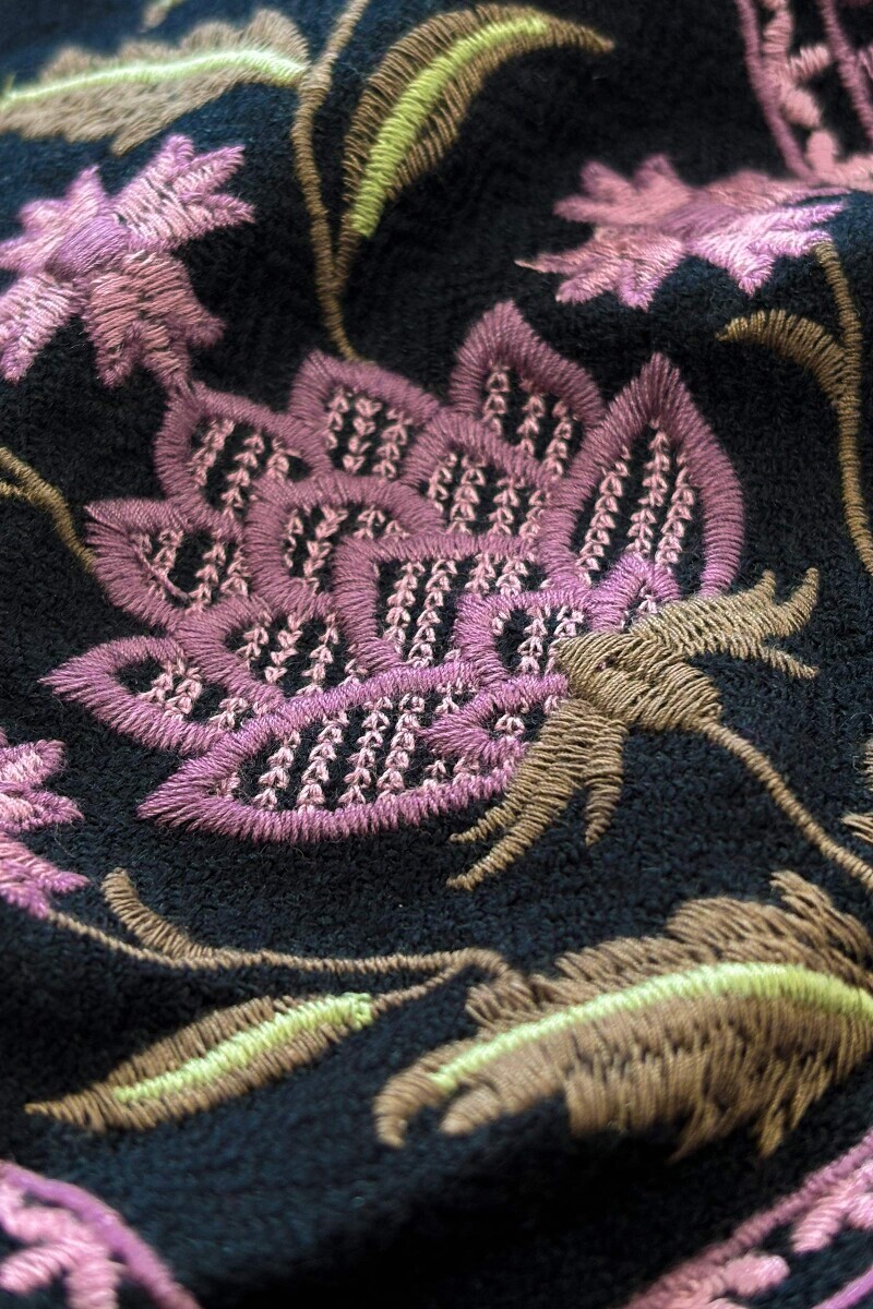 Black Handcrafted Straight Faux Wool Kurta