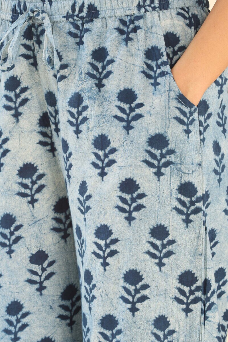 Indigo Hand Block Printed Cotton Farsi
