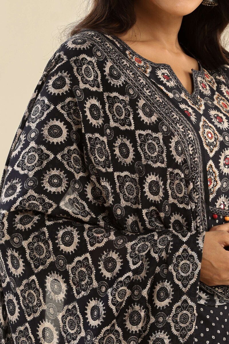 Black Printed Viscose Dupatta