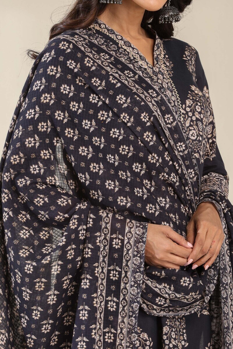 Black Printed Kota Dupatta