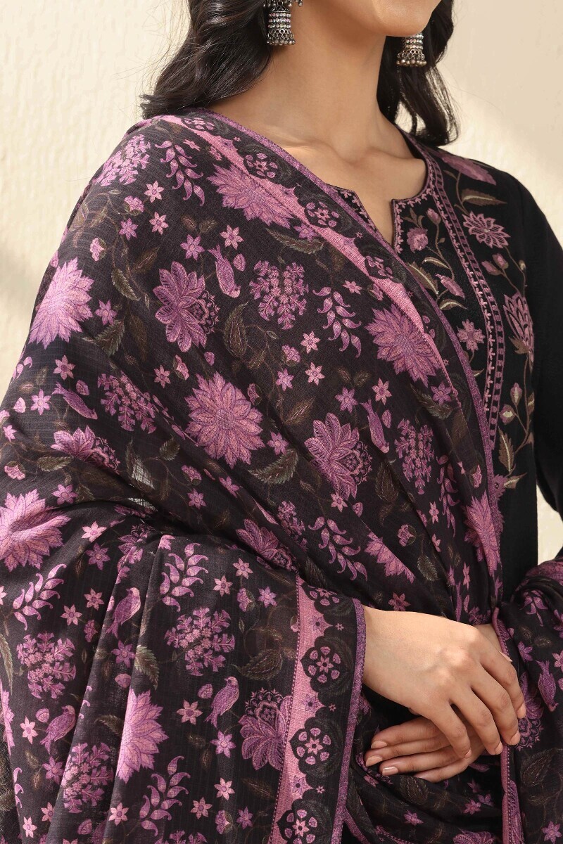 Black Printed Kota Dupatta