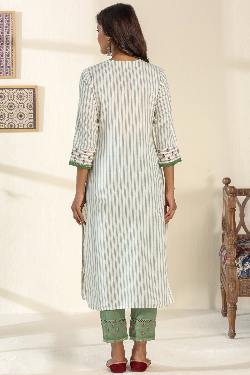 Off-White Handcrafted Straight Cotton Kurta