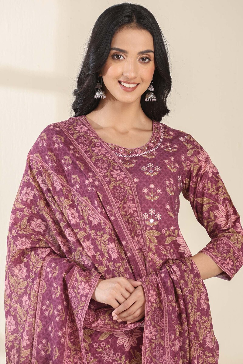 Purple Printed Kota Dupatta