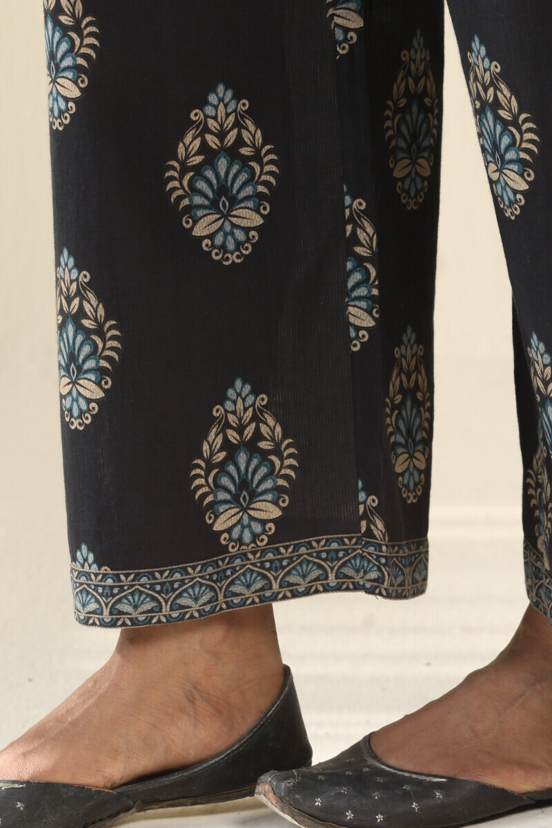 Black Printed Cotton Dobby Farsi
