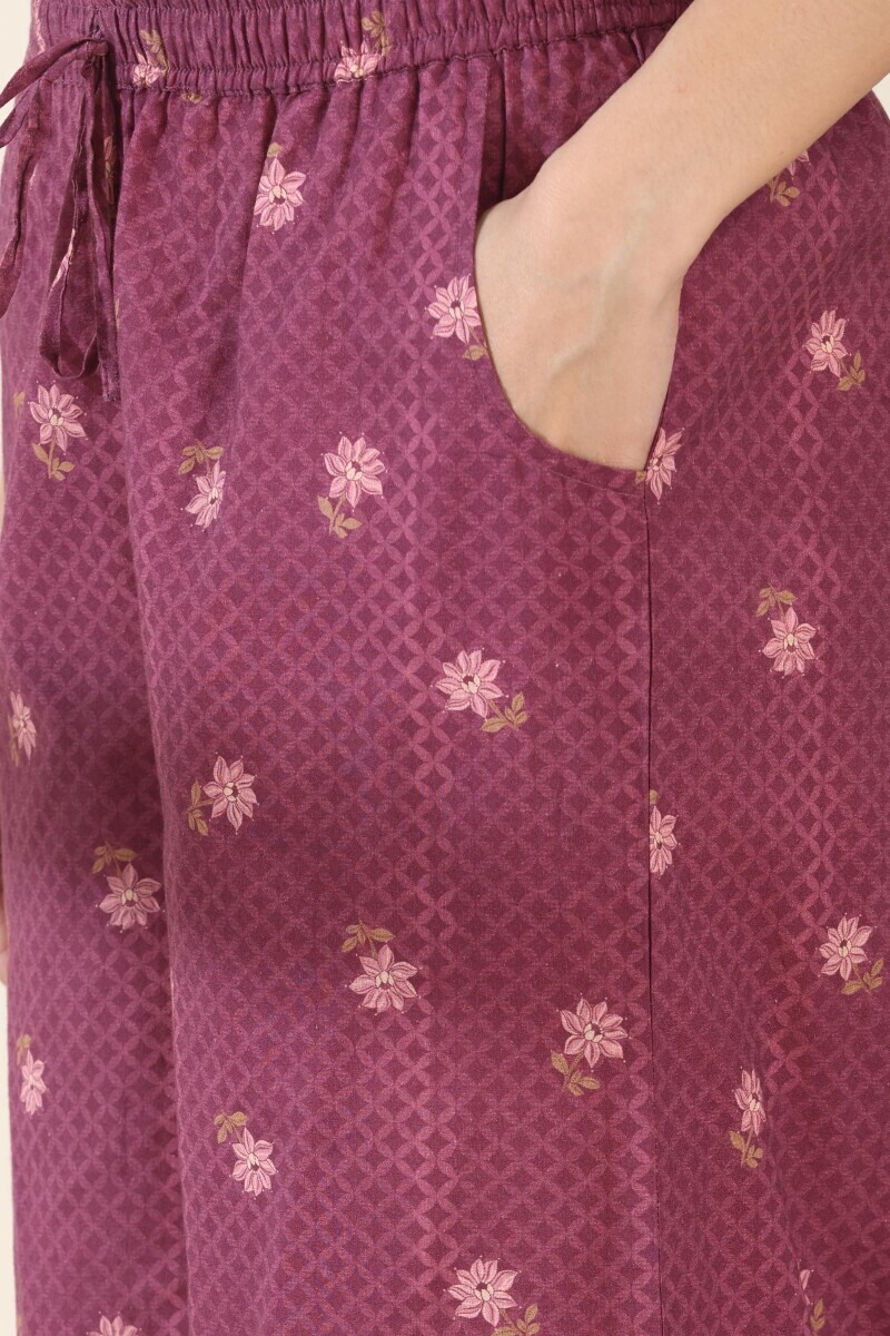 Purple Printed Cotton Palazzo
