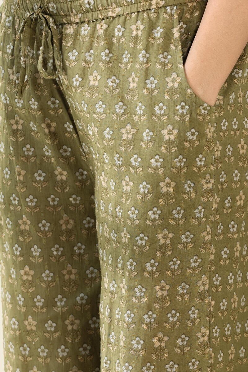 Green Hand Block Printed Cotton Farsi