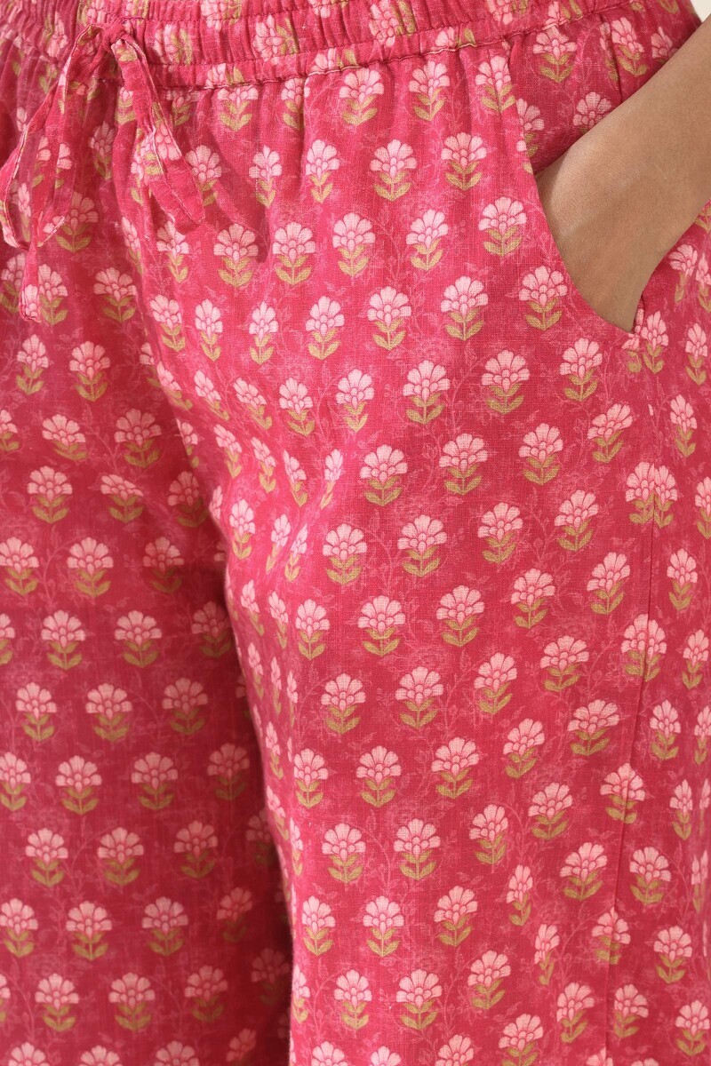 Pink Printed Cotton Slub Farsi