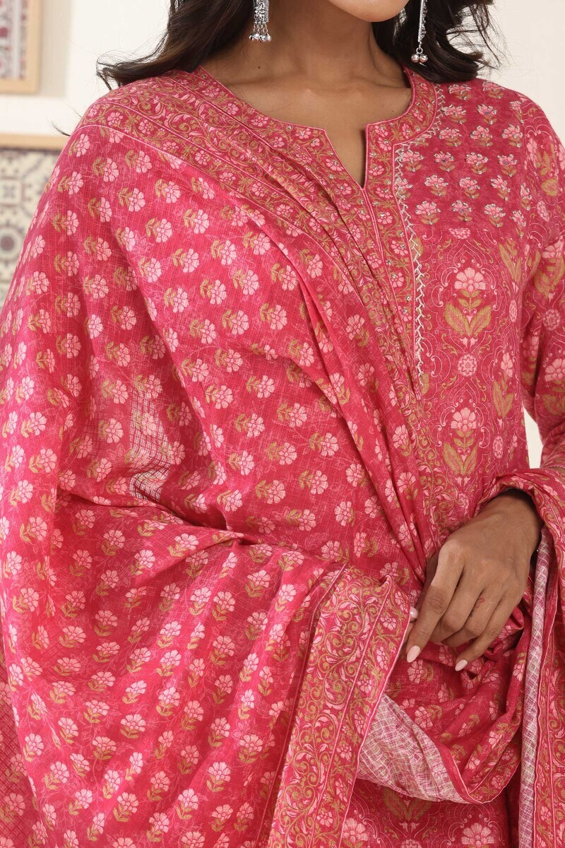 Pink Printed Kota Dupatta