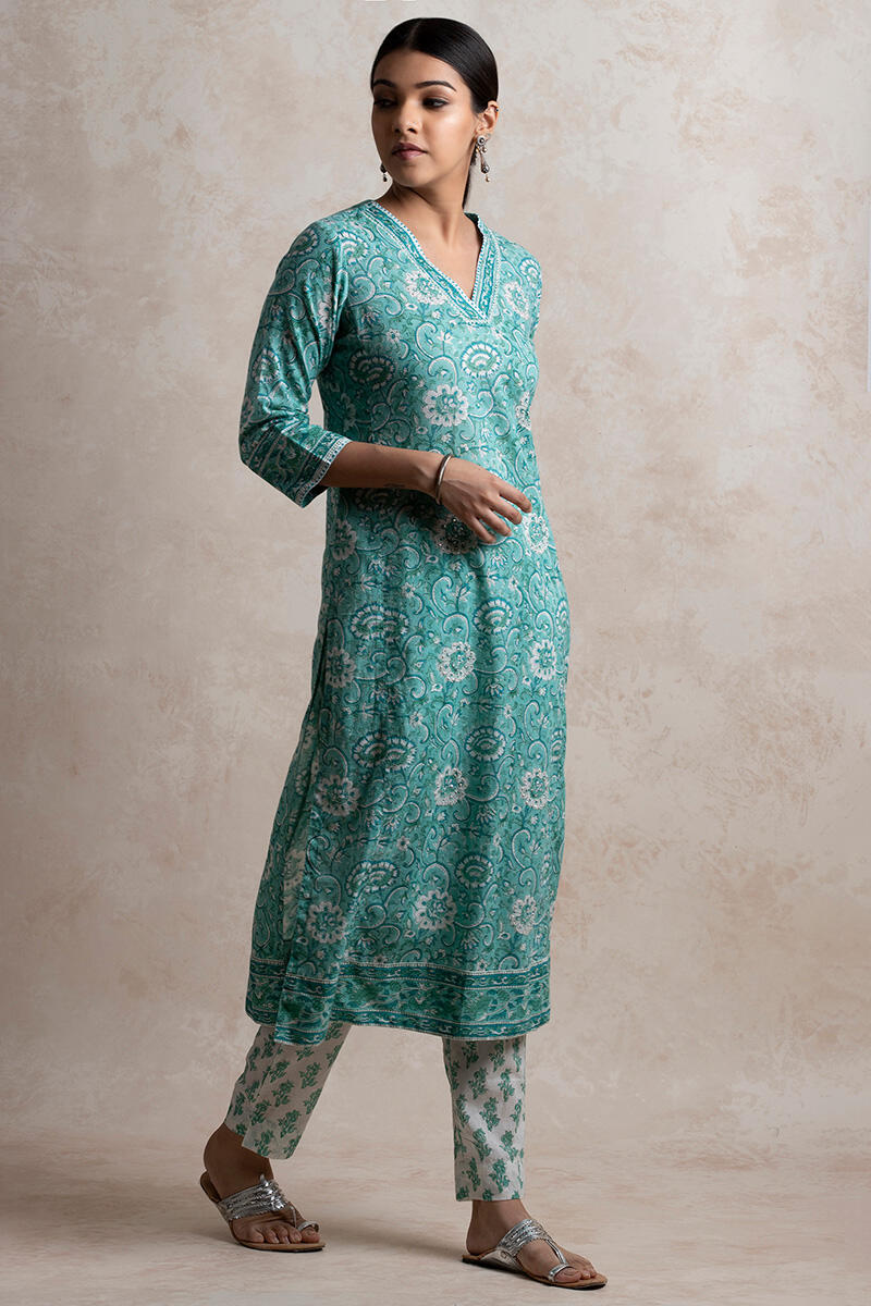 Sanganeri Block Printed Straight Cotton Kurta