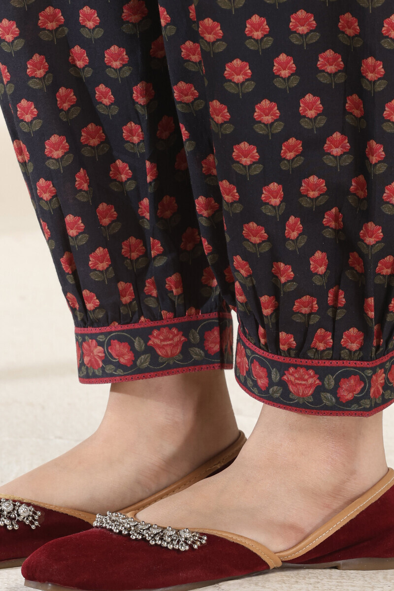 Black Printed Cotton Izhaar Pants