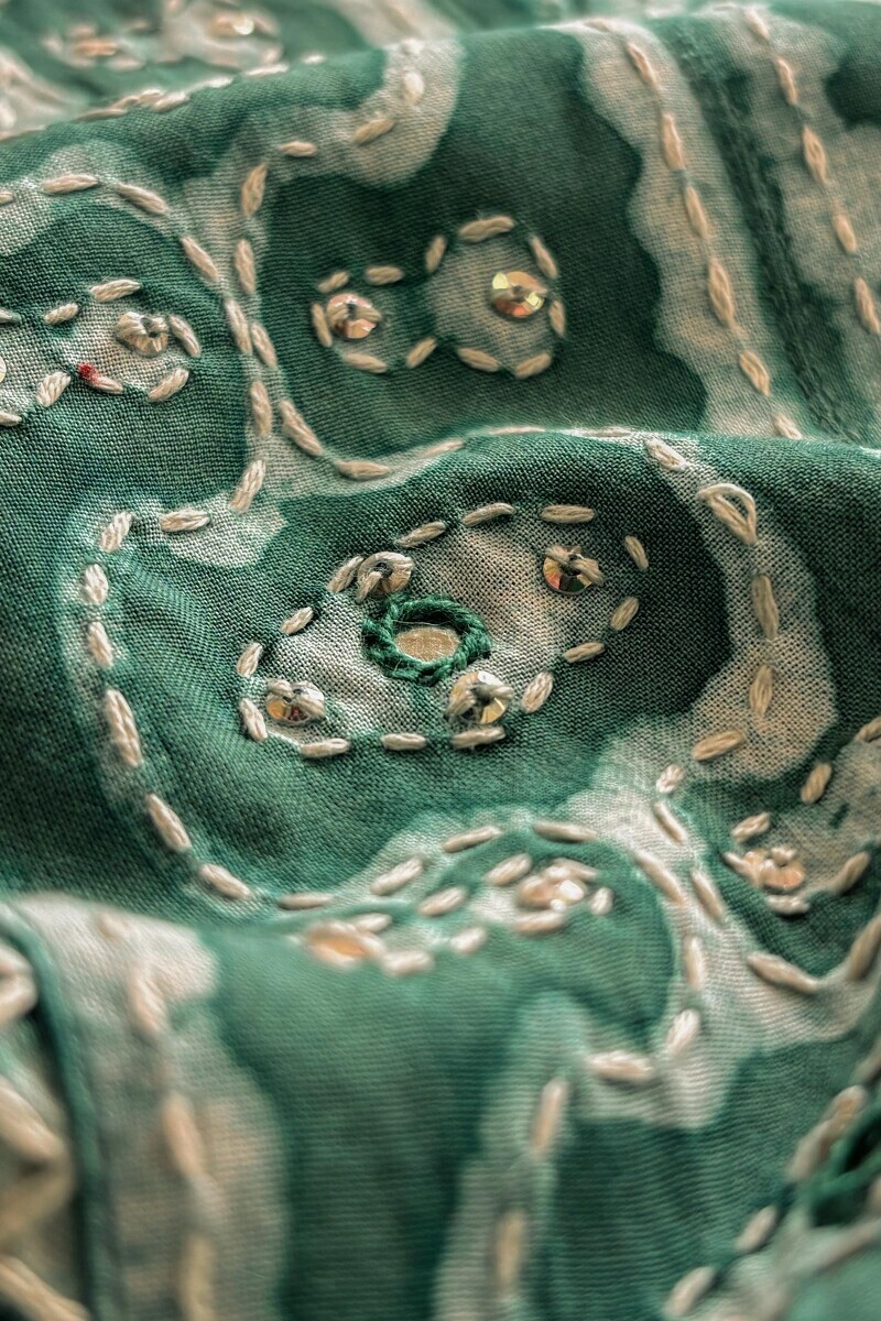 Green Hand Block Printed Straight Modal Kurta