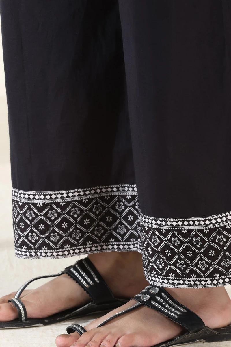 Black Handcrafted Cotton Farsi