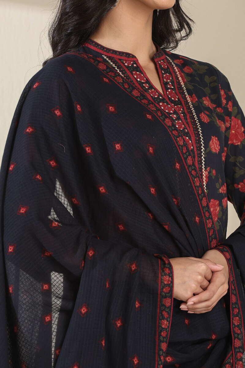 Black Printed Kota Dupatta