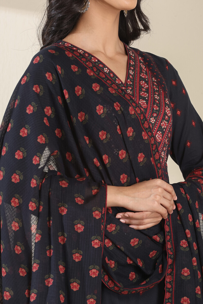 Black Printed Kota Dupatta