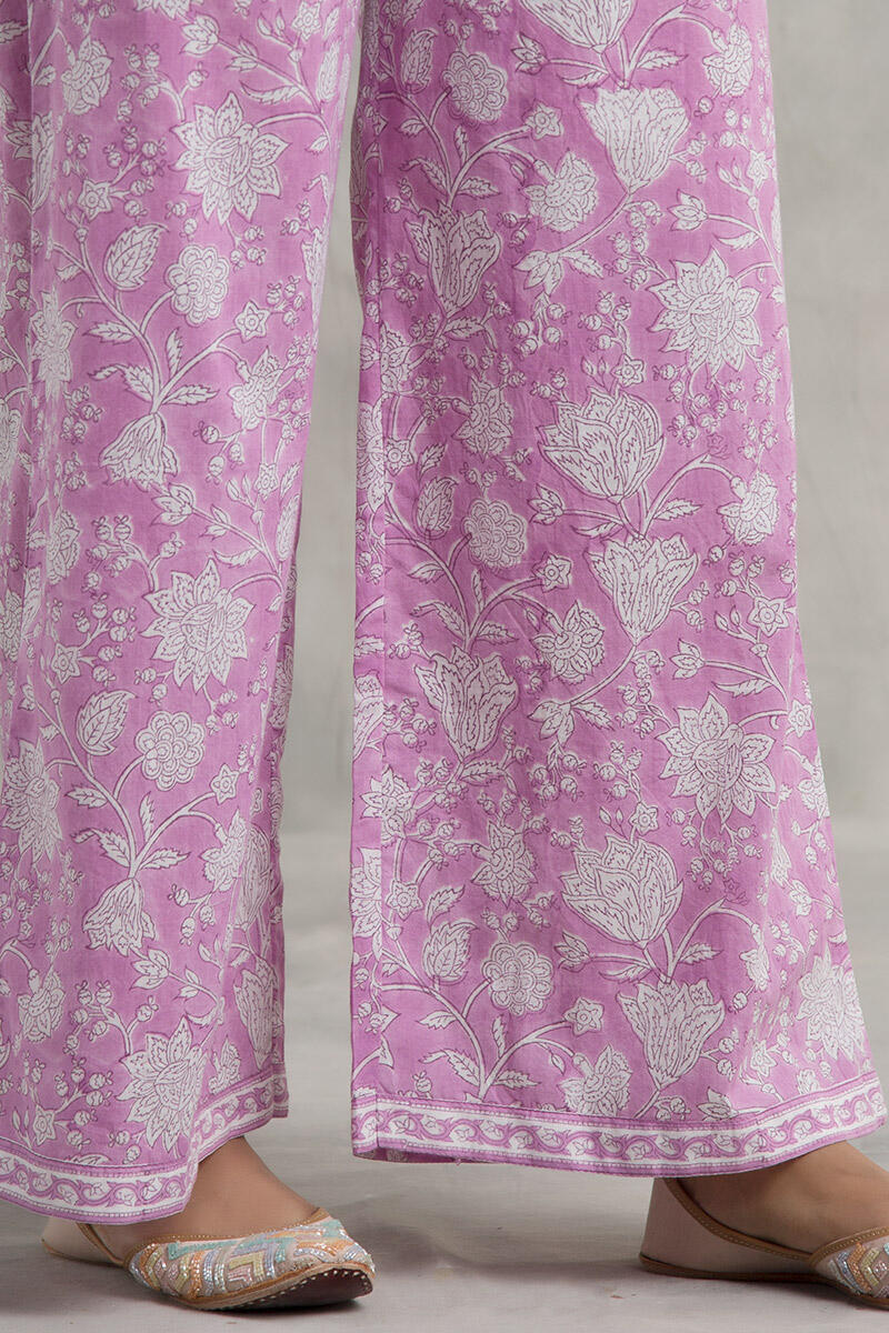 Purple Block Printed Cotton Farsi