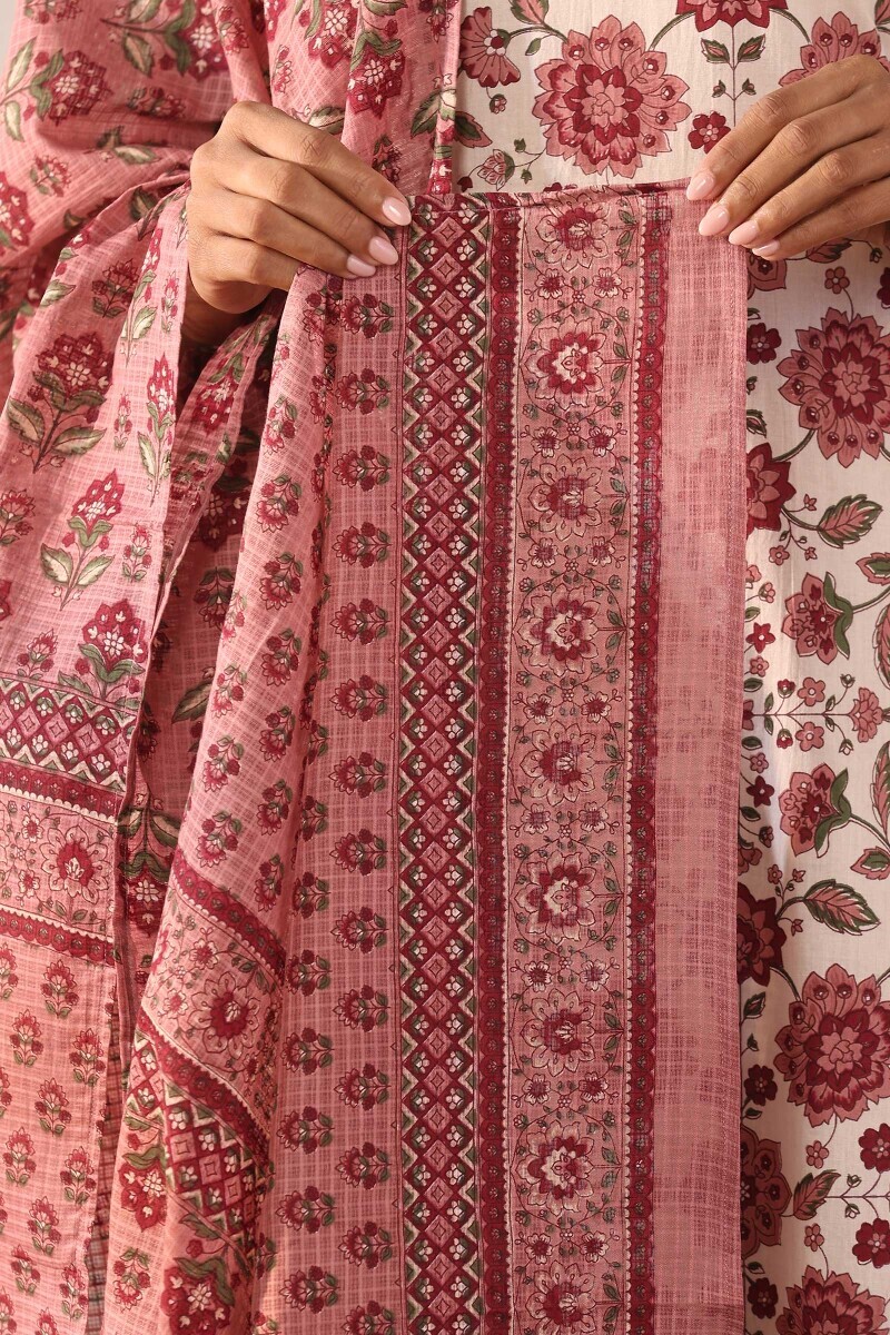 Pink Hand Printed Kota Dupatta