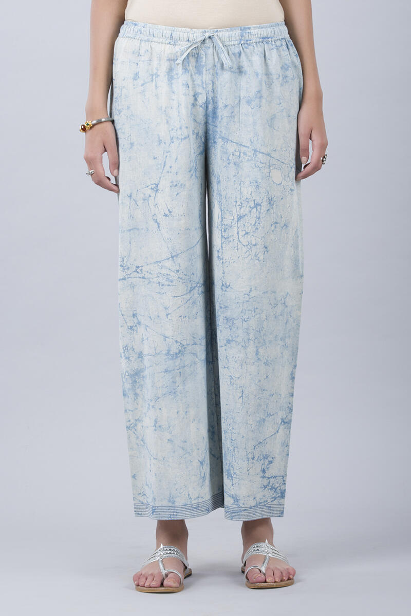 Indigo Block Printed Cotton Farsi Pants