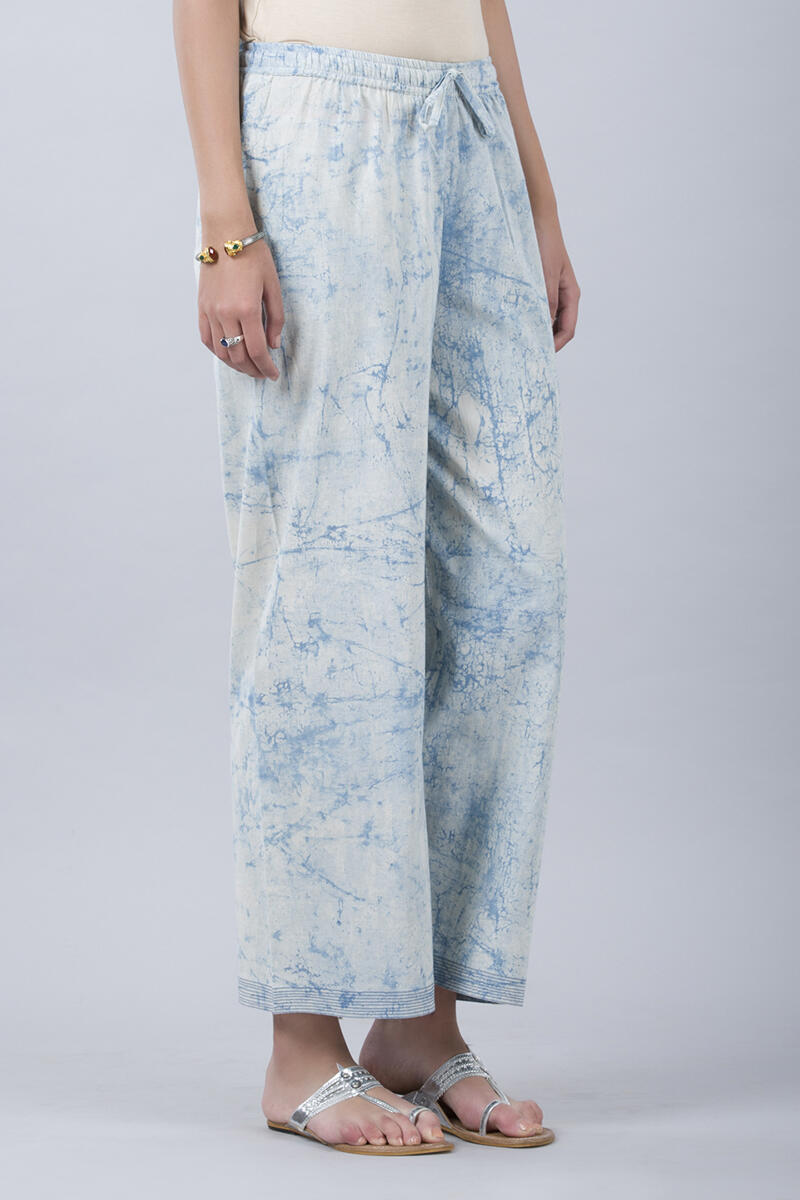 Indigo Block Printed Cotton Farsi Pants