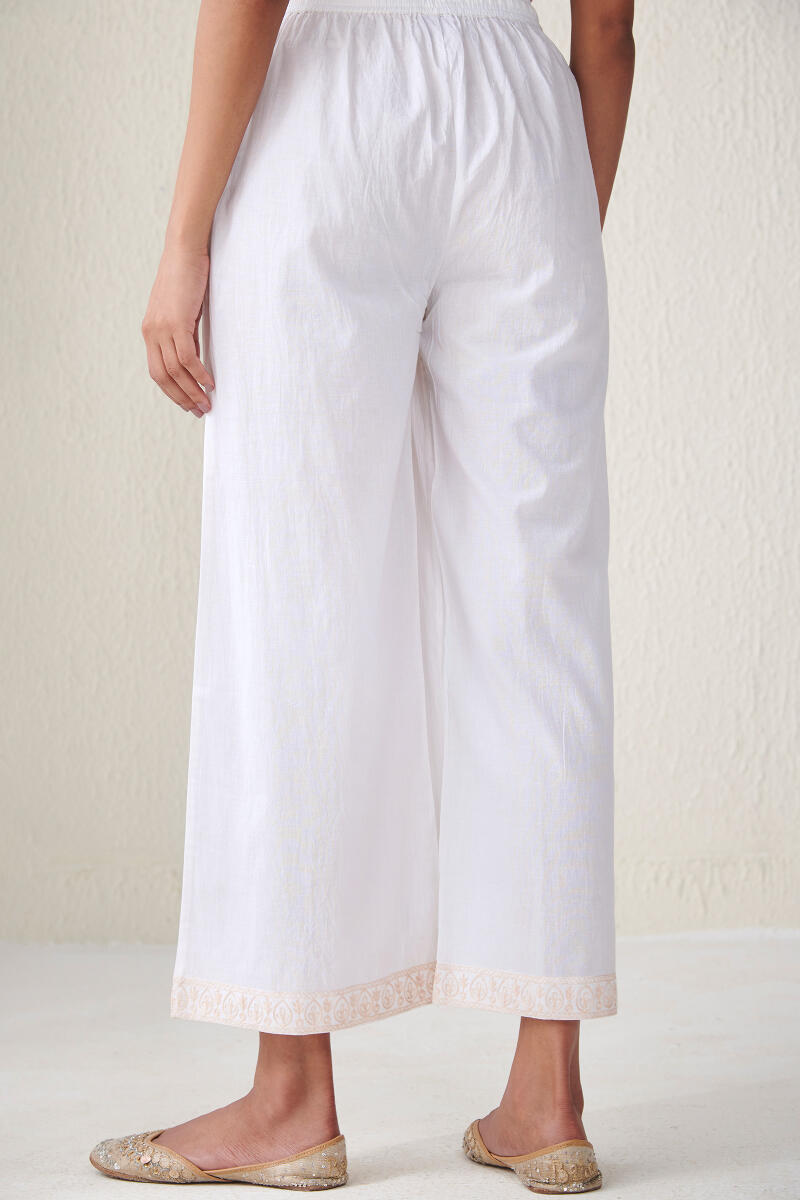 White Handcrafted Cotton Farsi Pants