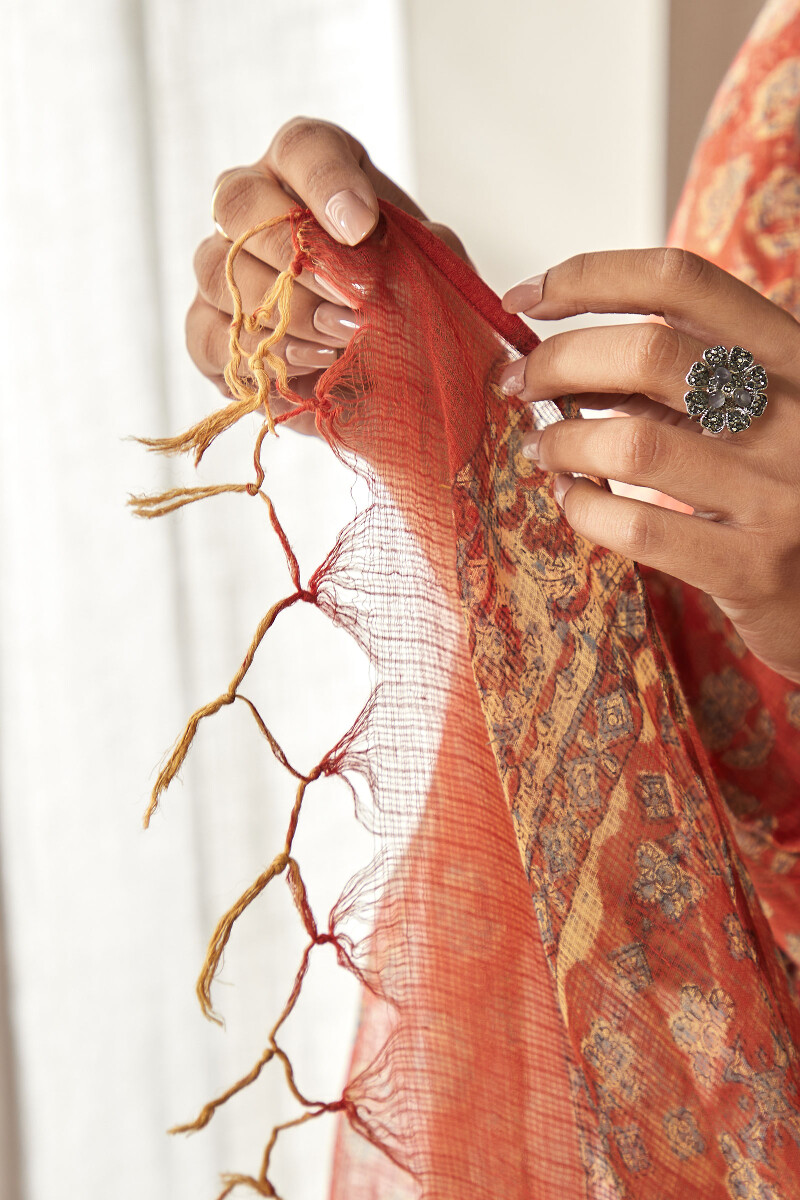 Bagru Hand Block-Printed Kota Dupatta