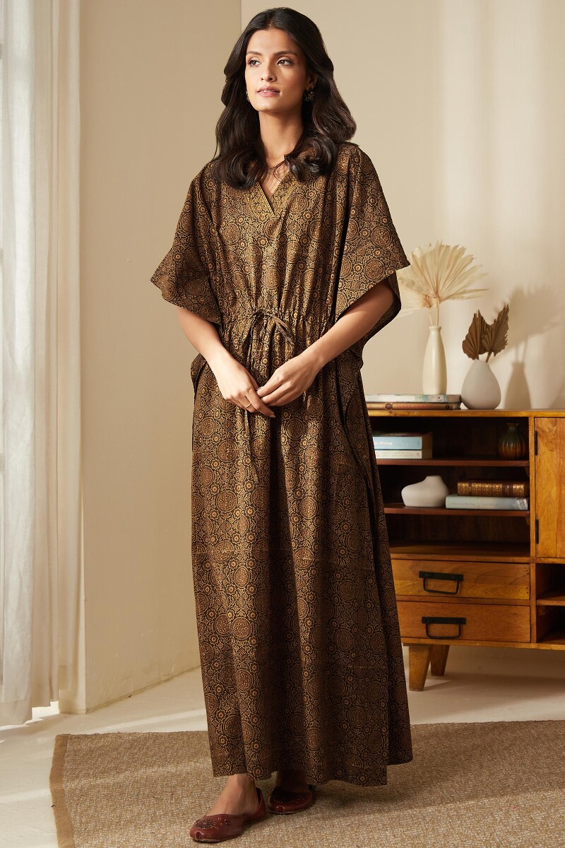 Ajrak Hand Block-Printed Cotton Kaftan