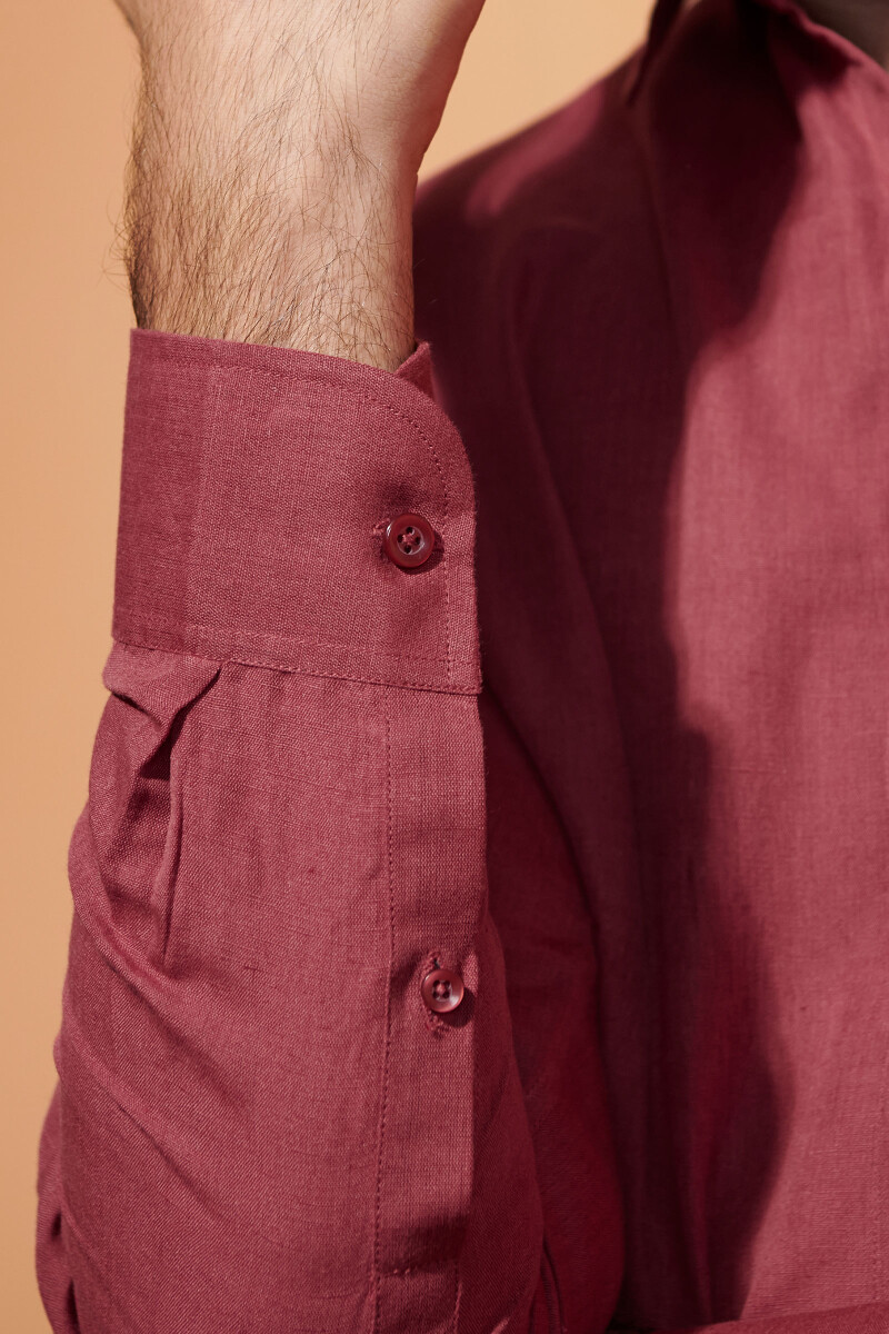 Red Handcrafted Cotton Linen Shirt