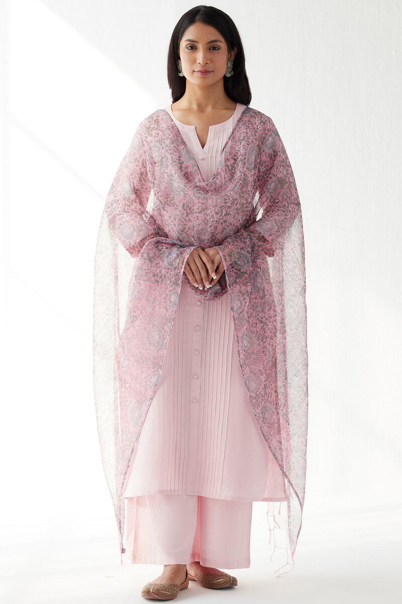 Pink Handcrafted Rayon Slub Farsi