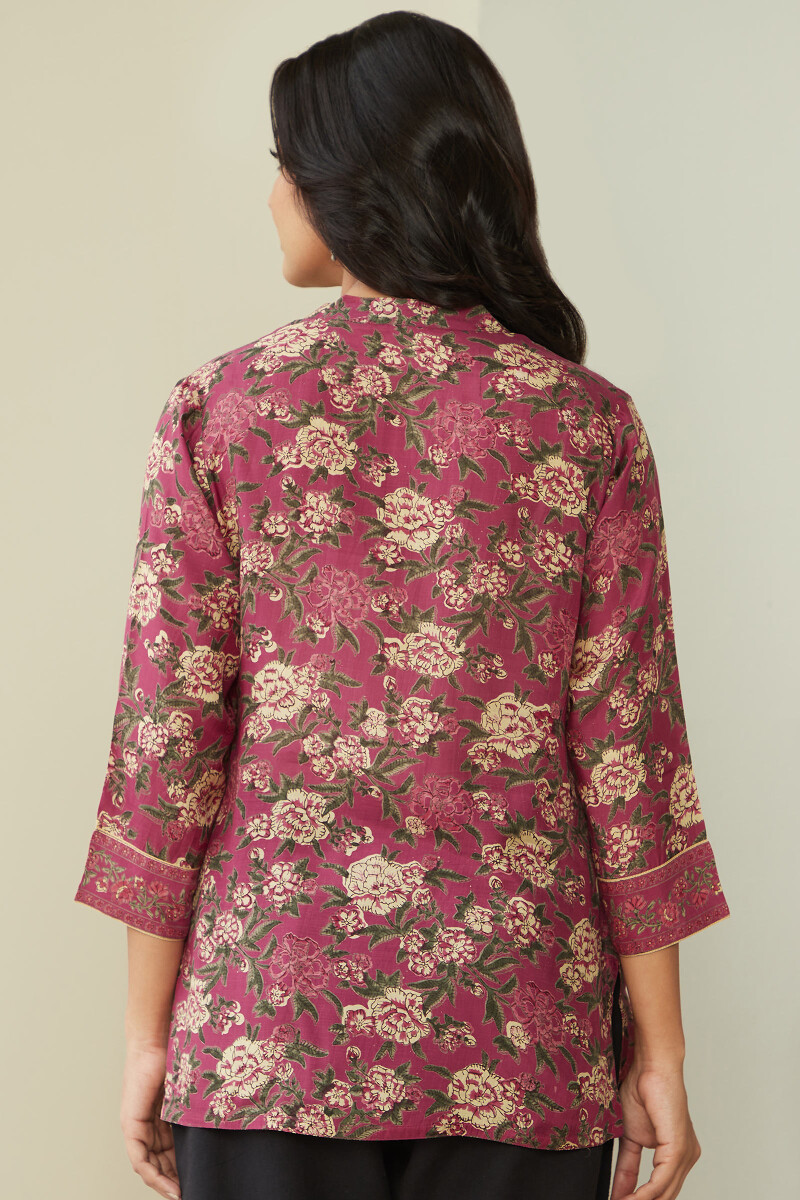 Raspberry Hand Block-Printed Modal Top