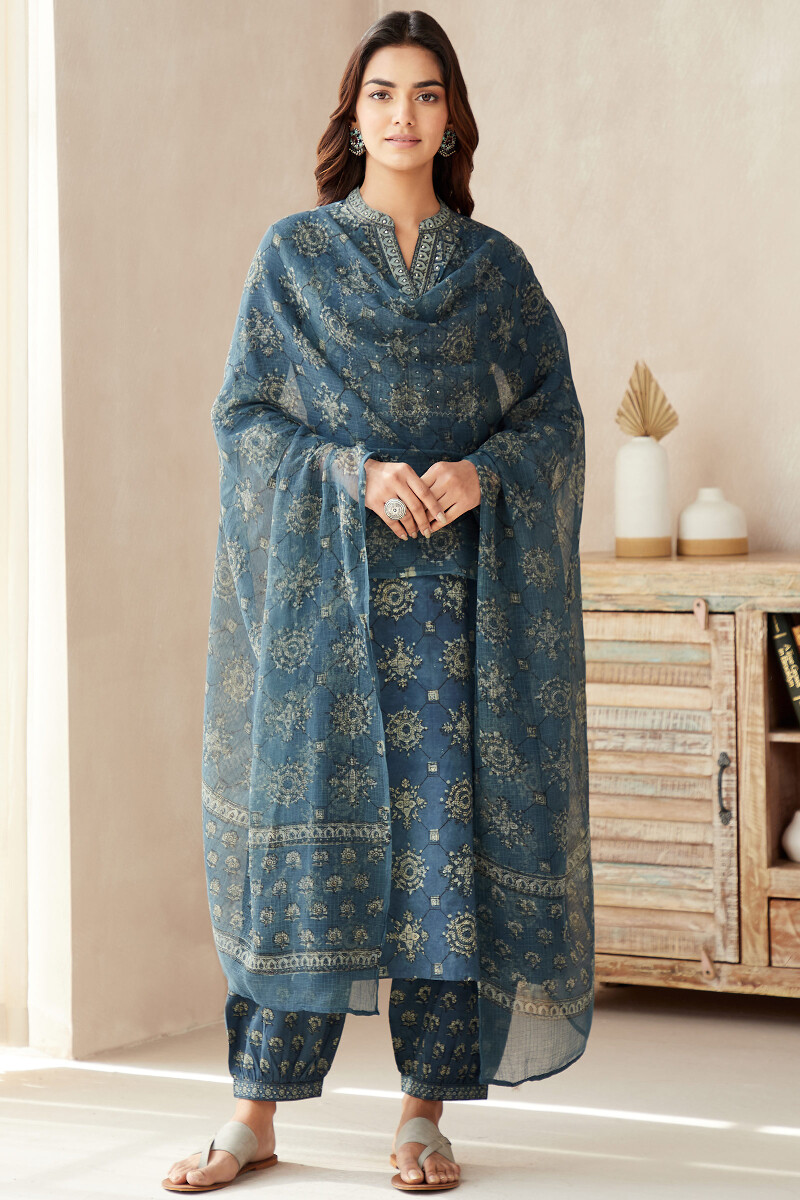 Akola Hand Block-Printed Kota Dupatta