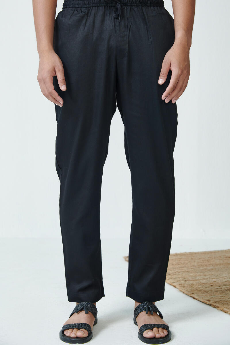 Black Handcrafted Vegan Silk Pants