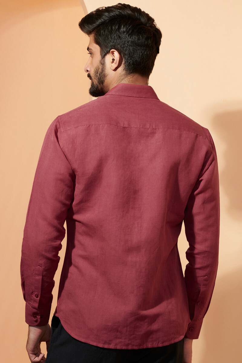 Red Handcrafted Cotton Linen Shirt