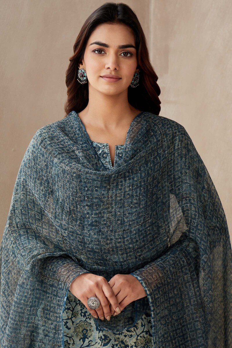 Akola Hand Block-Printed Kota Dupatta