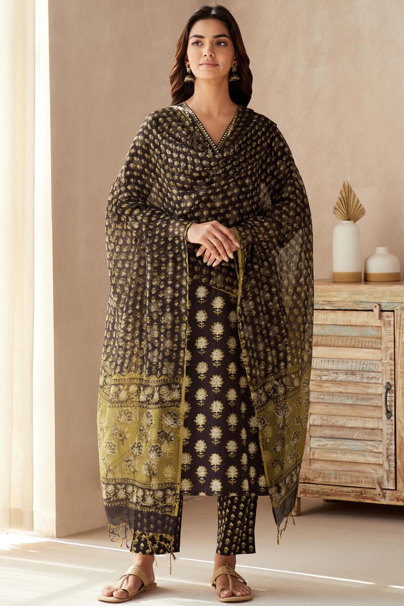 Bagru Hand Block-Printed Kota Dupatta