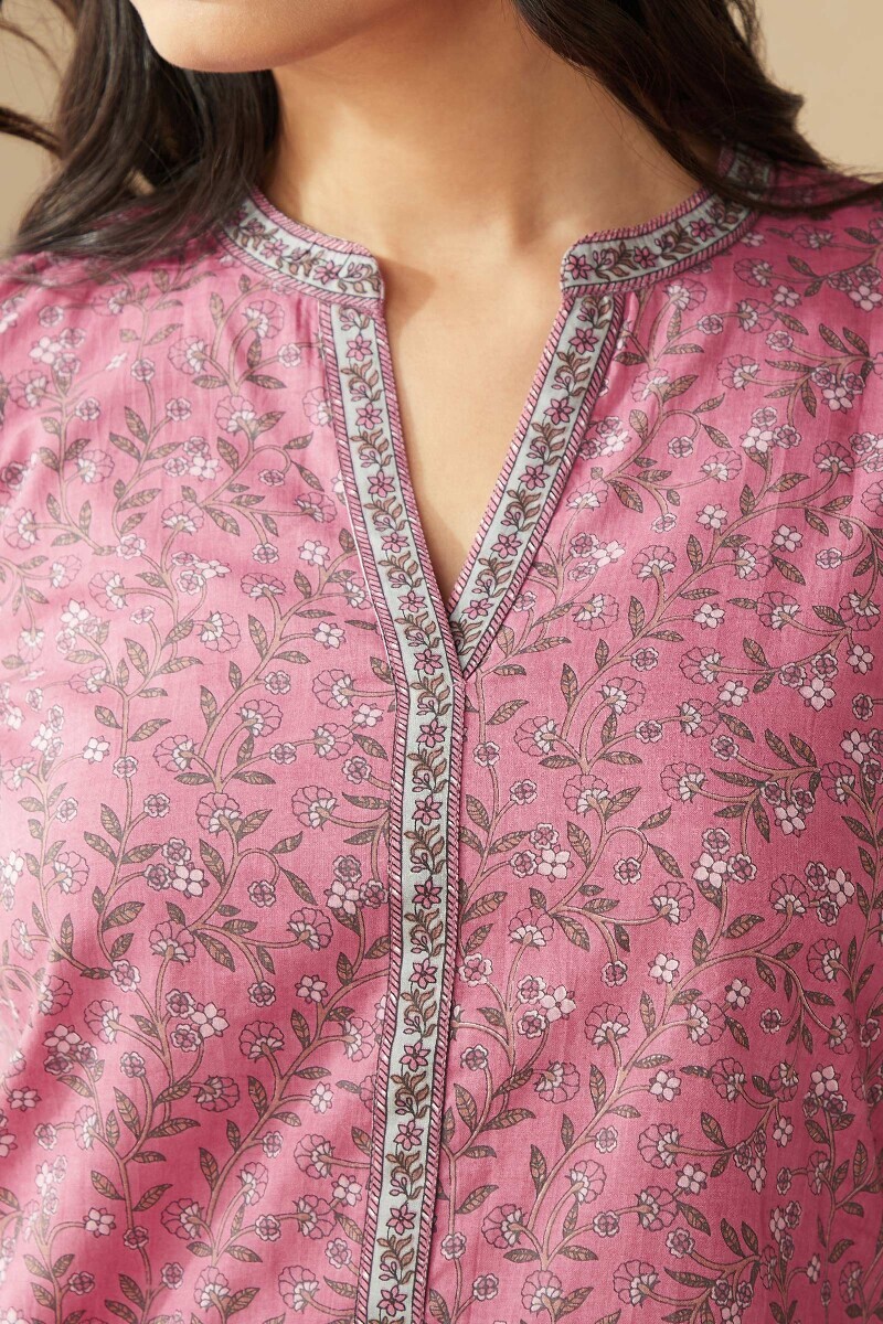 Pink Hand Printed Cotton Loungewear Set