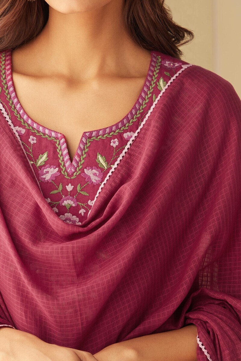 Pink Handcrafted Kota Dupatta