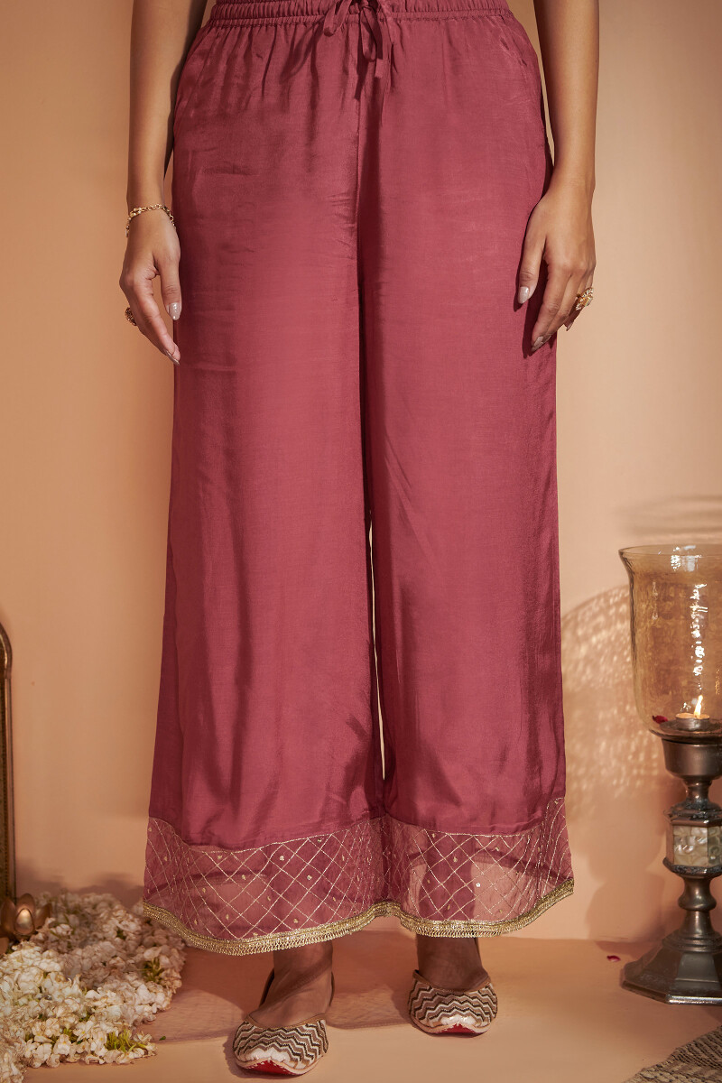 Red Handcrafted Modal Palazzos