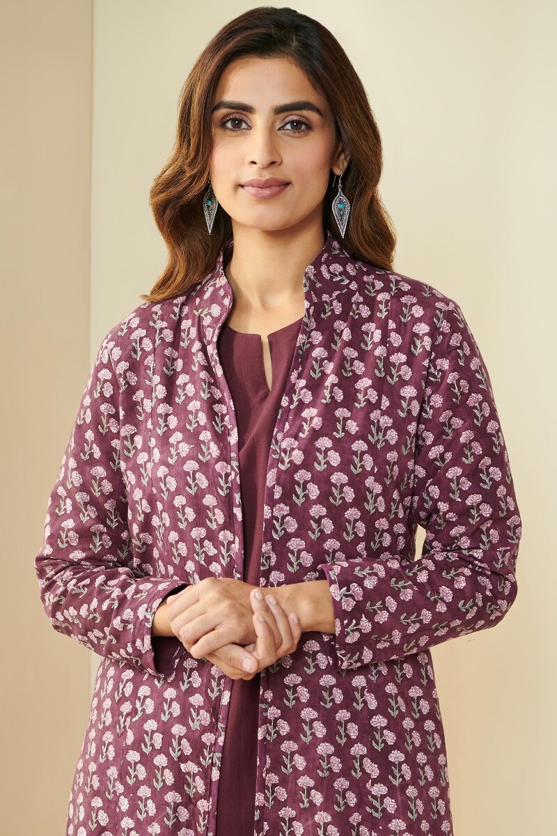 Purple Handcrafted Handloom Jacket