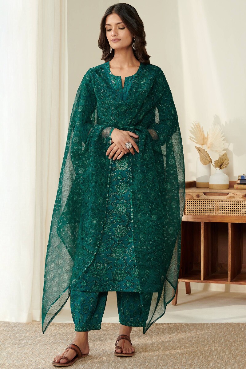 Akola Hand Block Printed Straight Cotton Kurta