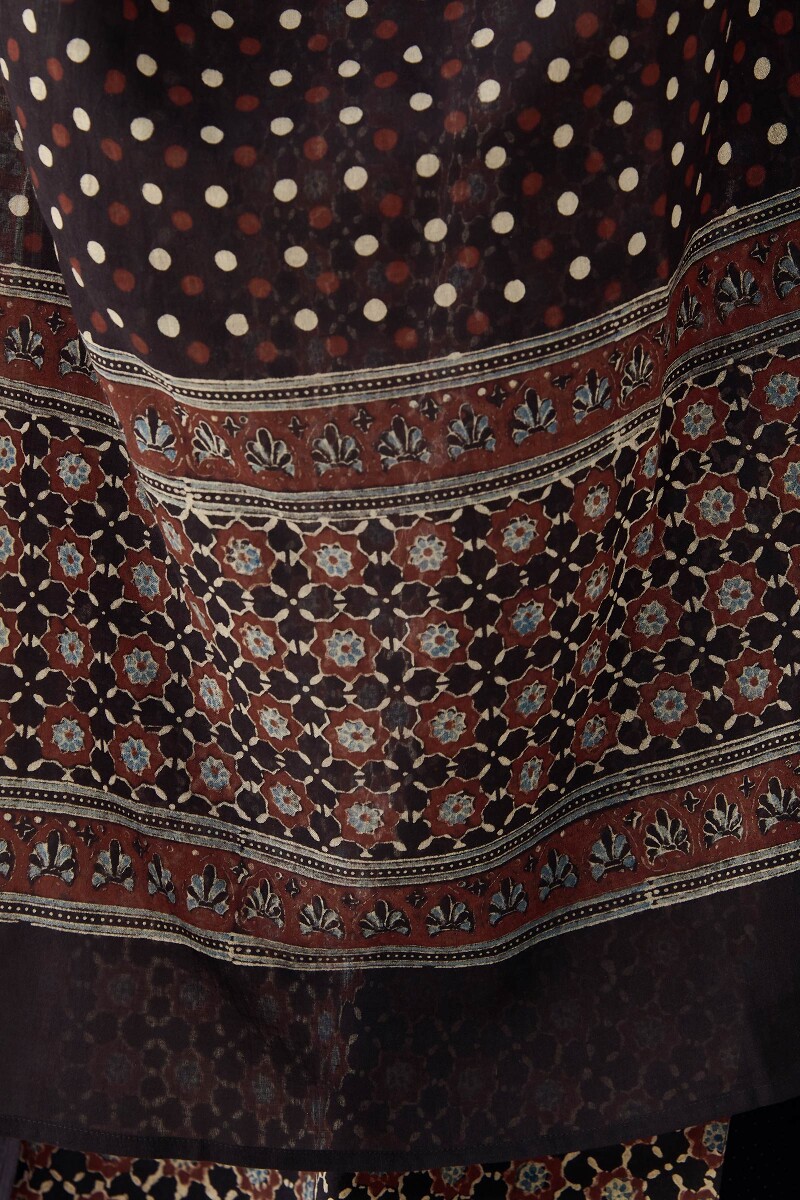 Ajrak Hand Block-Printed Cotton Dupatta