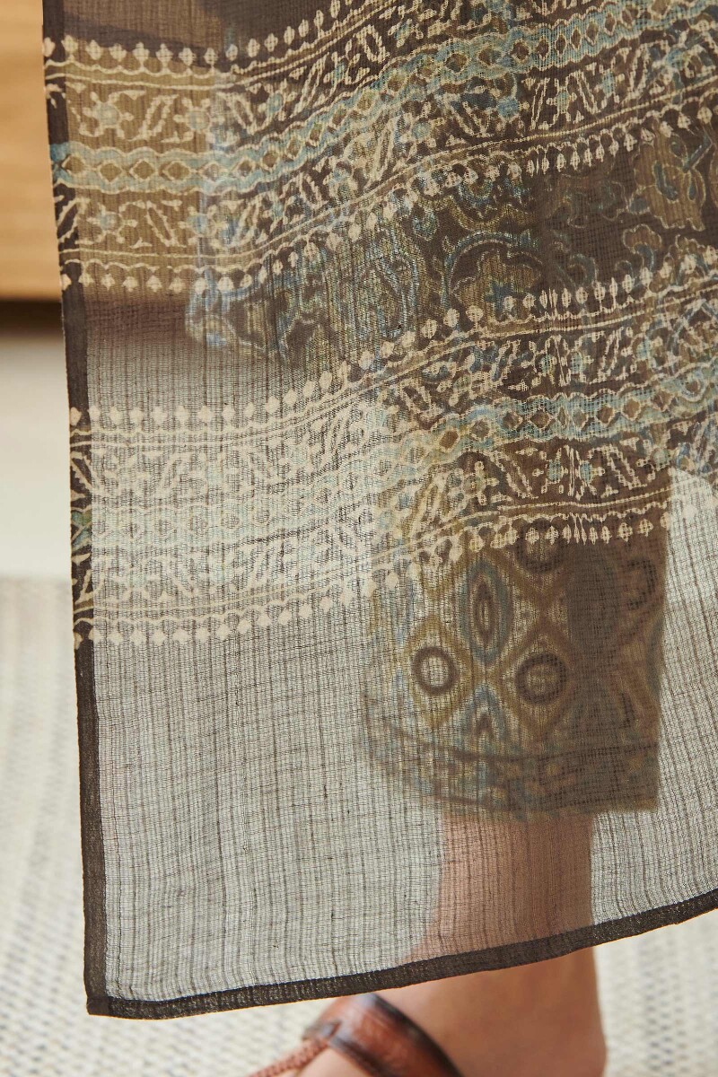 Ajrak Hand Block Printed Kota Dupatta