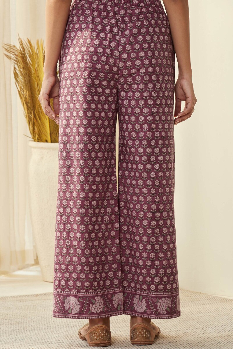 Purple Hand Block-Printed Cotton Farsi