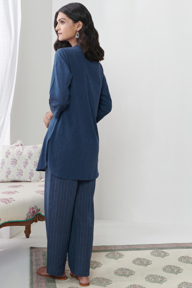 Blue Handcrafted Cotton Loungewear Set