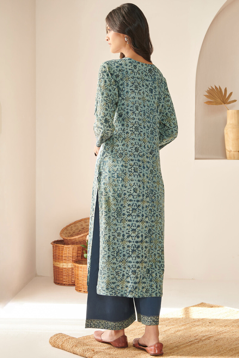 Akola Hand Block-Printed Straight Modal Kurta