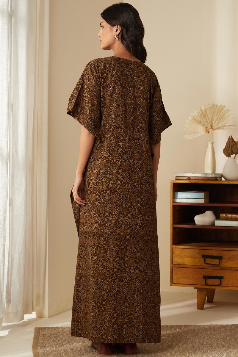 Ajrak Hand Block-Printed Cotton Kaftan