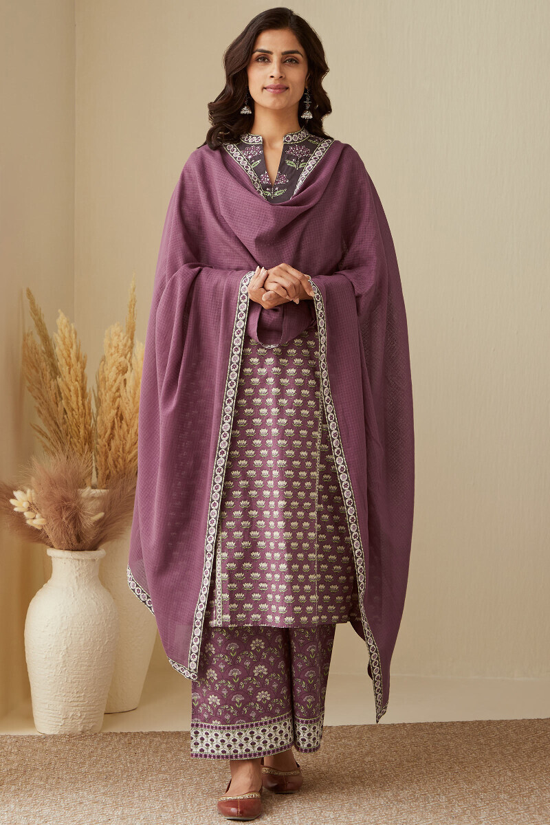Purple Handcrafted Kota Dupatta