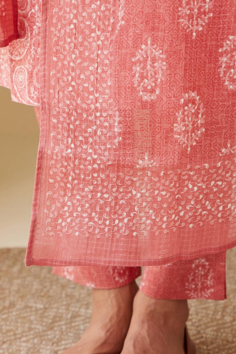 Pink Hand Printed Kota Dupatta
