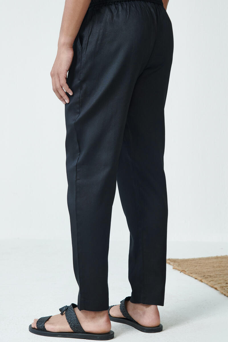 Black Handcrafted Vegan Silk Pants