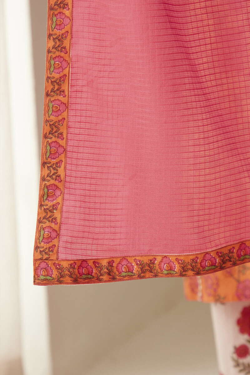 Pink Handcrafted Kota Dupatta