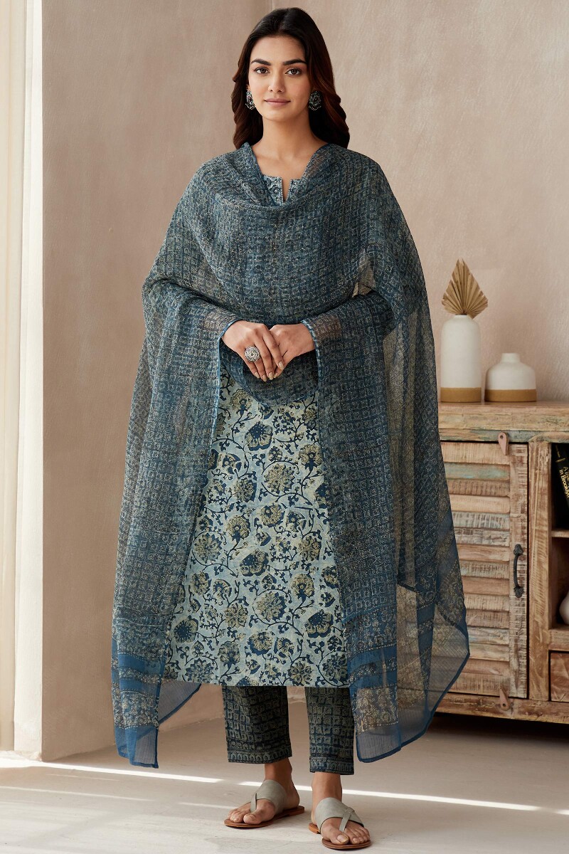 Akola Hand Block-Printed Kota Dupatta